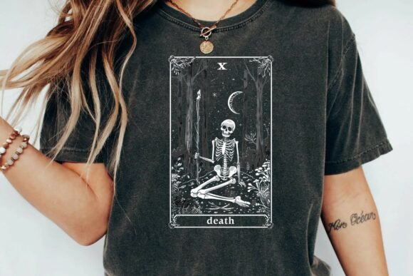 Download Death Tarot Card Skeleton Gothic Aesthetic Dark Forest Moon Art Png - Gothic aesthetic Collection