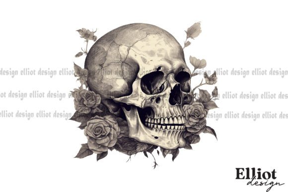 Download Gothic Spooky Skull Roses Sublimation - Gothic spooky Collection
